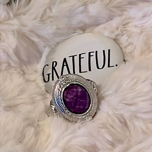 Judith Ripka amethyst amulet style ring, size 11